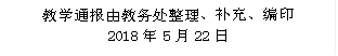 教学通报由教务处整理、补充、编印 2018年5月22日 