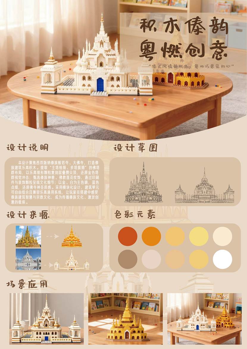 比赛展板-beat365官方网站-“相和广东”综合设计作品《积木傣韵，粤燃创意》